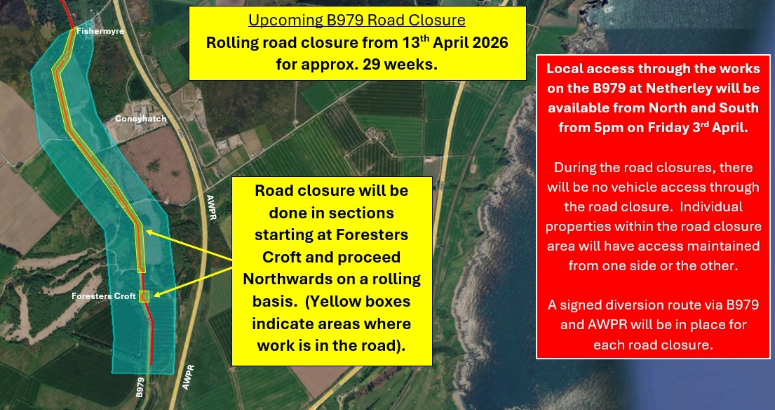 Text with road closure information
