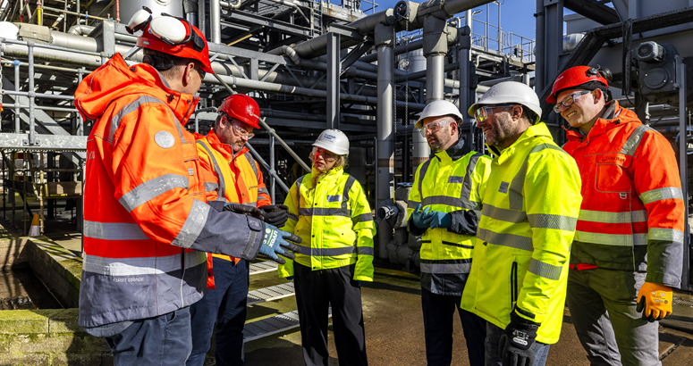 Cabinet Secretary for Climate Action and Energy Gillian Martin MSP is shown during a visit to Seafield Waste Water Treatment Works
