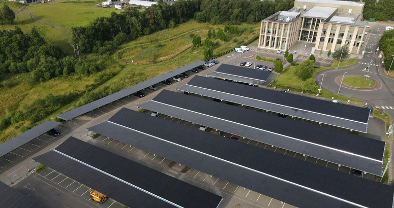 The completed solar carport