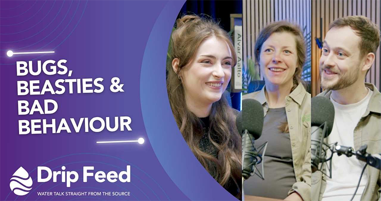 Episode thumbnail of host and two guests for Drip Feed podcast 