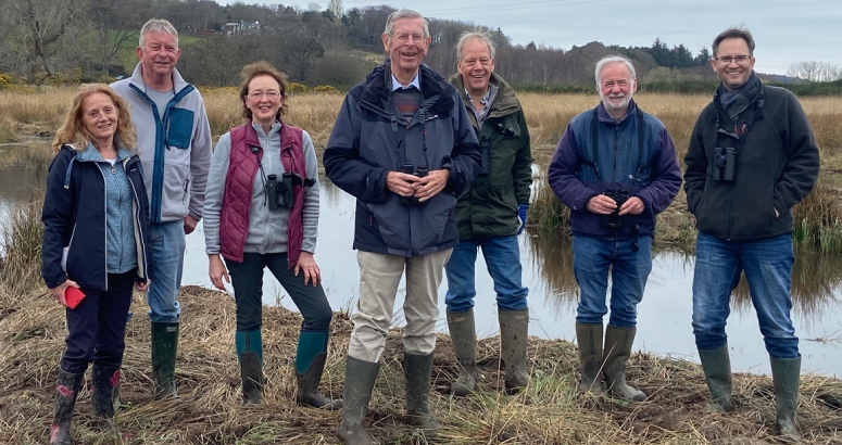 Inchgarth Biodiversity Initiative members at the edge of one of the new wader scrapes